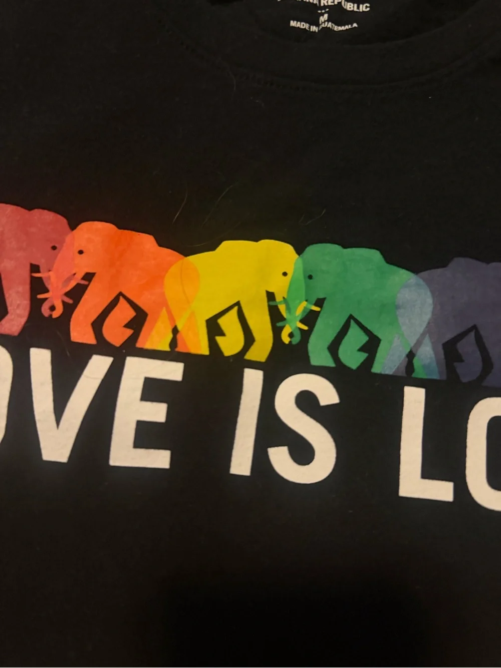 Medium banana repubkic Love Is Love Rainbow Elephant Graphic Tee - Black